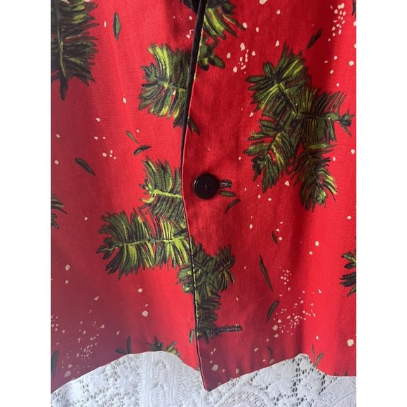 Red & Black Christmas Vest Reversible Pine Tree Snow Holiday Ugly Handmade - Picture 2 of 4